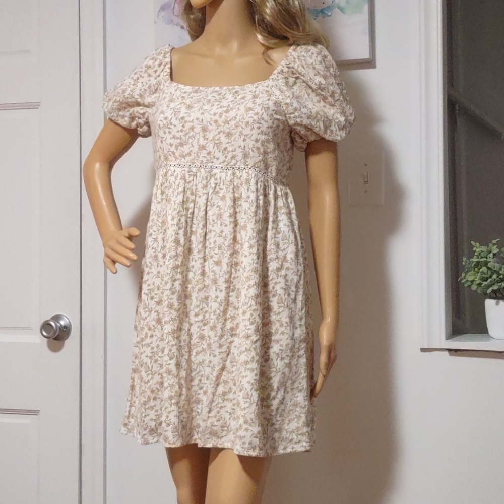 American eagle puff-sleeve babydoll mini dress s
